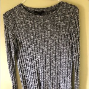 Forever 21 Long Sleeve grey/white Shirt
